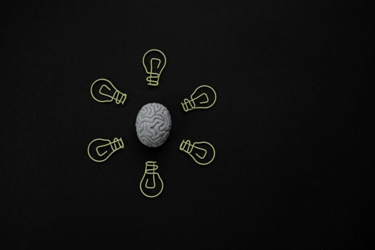 a brain surrounded by paper clips