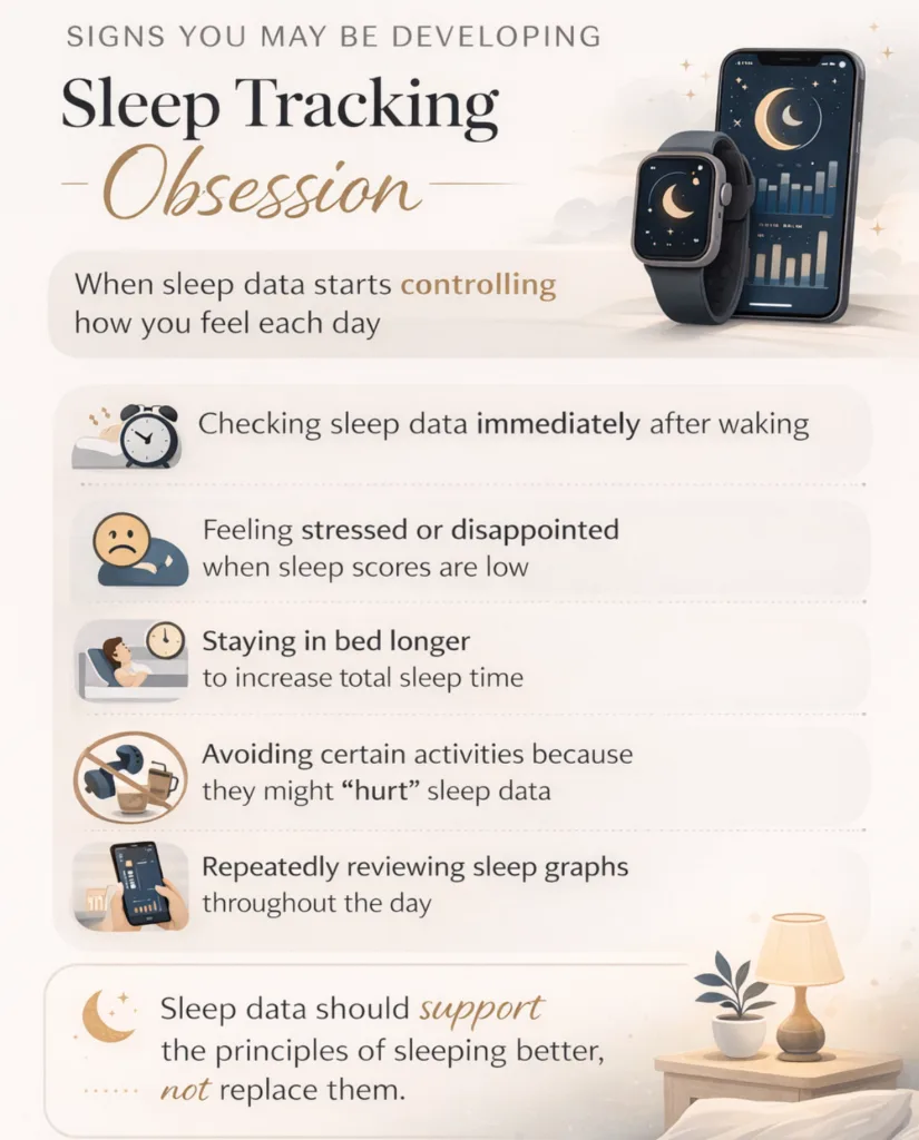 Infographic covering signs of a sleep tracking obsession